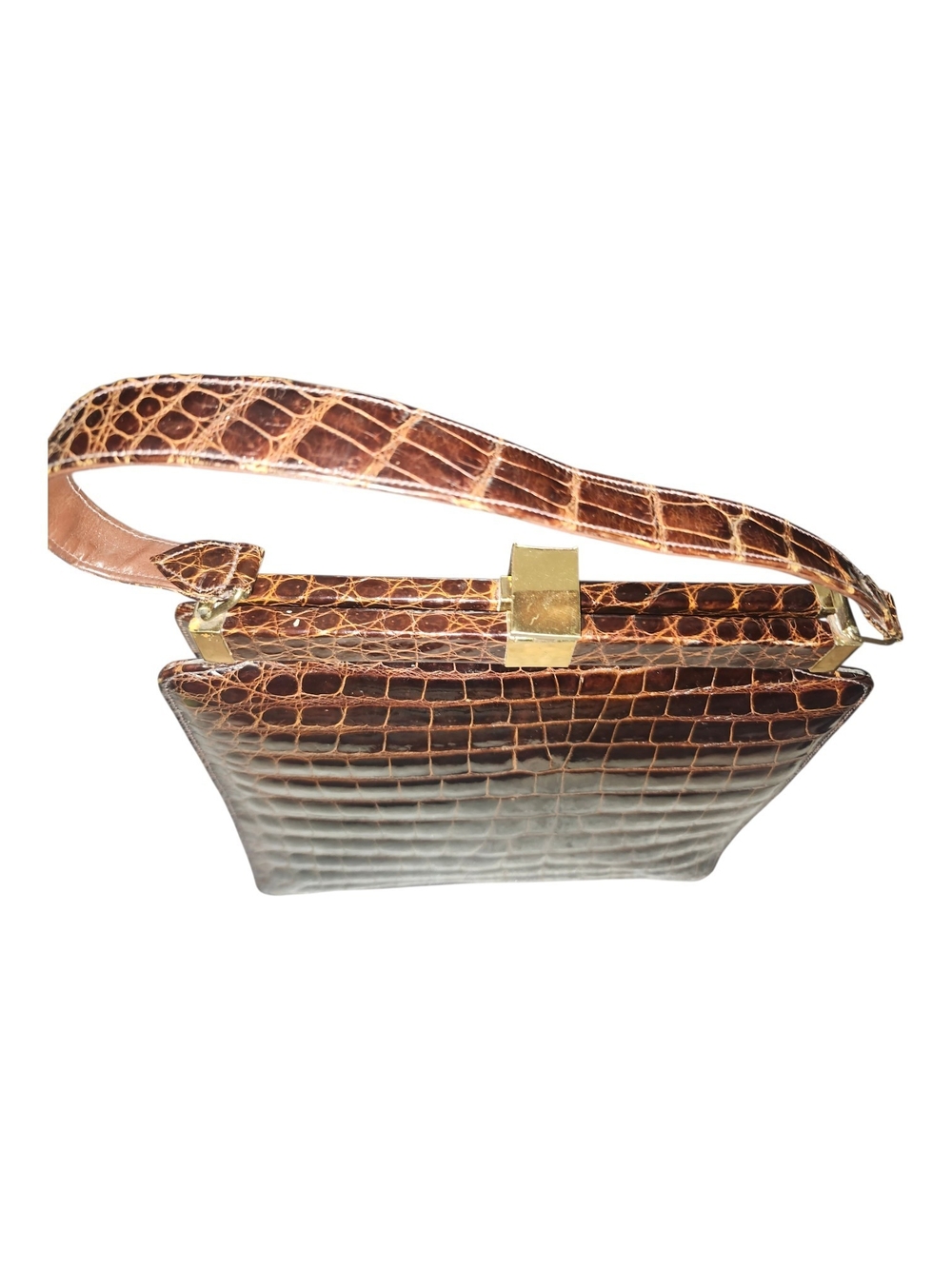 Prado Bag Vintage High Quality Croc Belly Skin Top-Handle Bag - Picture 8 of 9